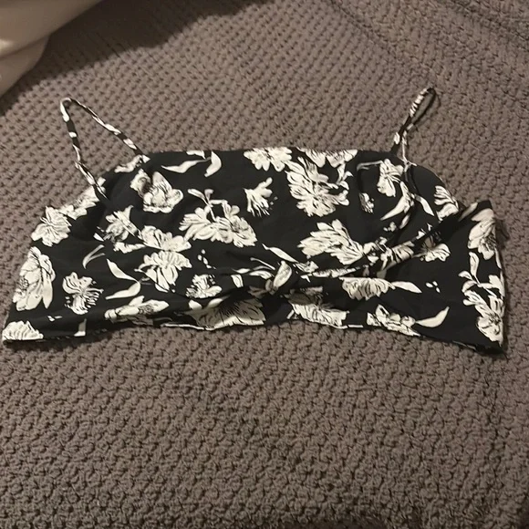 Free People Black and White Fitted Crop Camisole - Picture 2 of 4